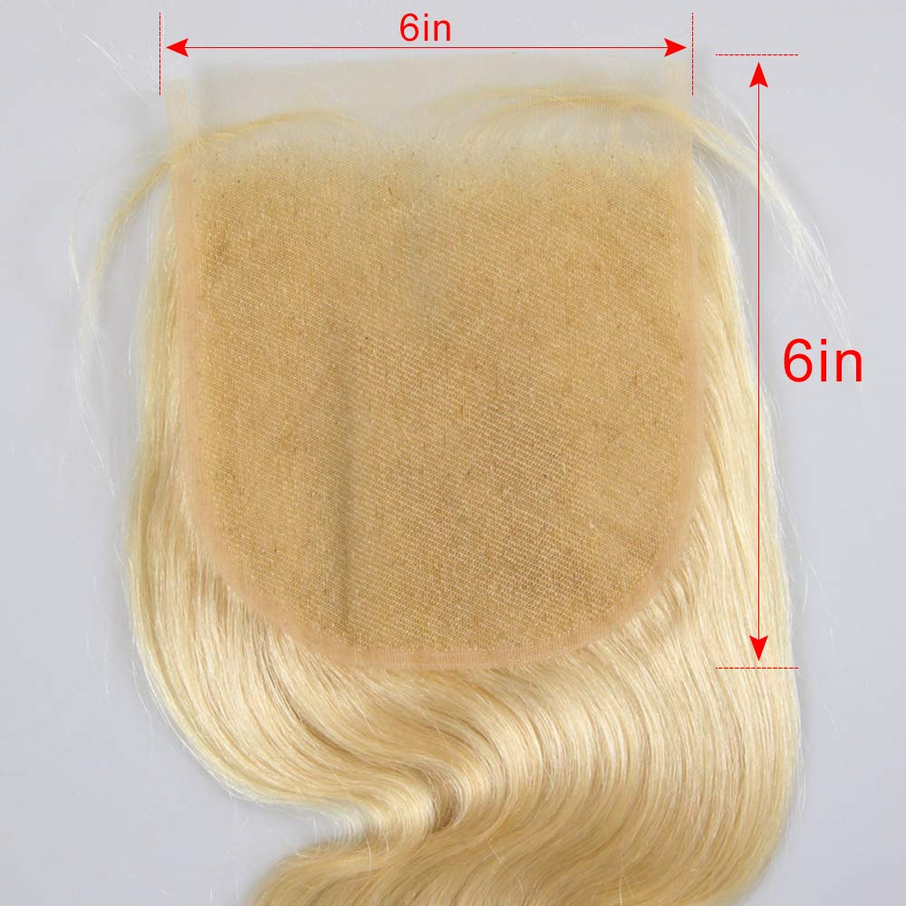 613 Blonde 6x6 Lace Closure Body Wave Brazilian Virgin Human Hair Extensions 20 Inch with Baby Hair - Perfect for Daily Wear, Parties & Special Occasions
