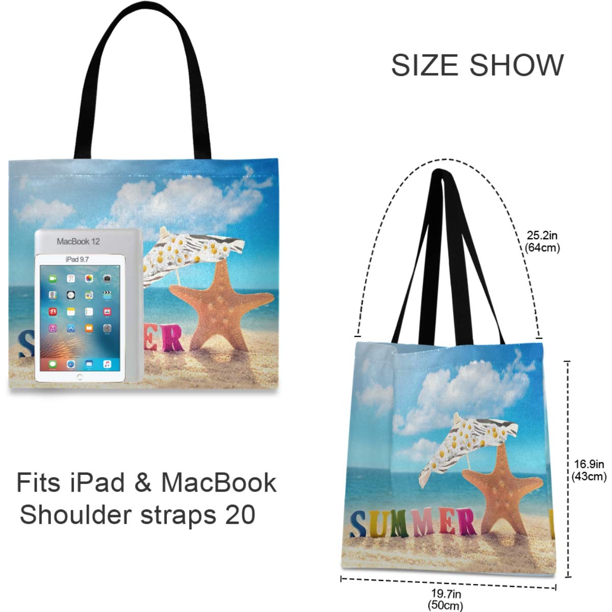 Visesunny Large Water Resistant Floral Tote Bag with Inner Pocket - Stylish Shoulder Bag for Women, Perfect for Beach, Gym, Travel & Daily Use