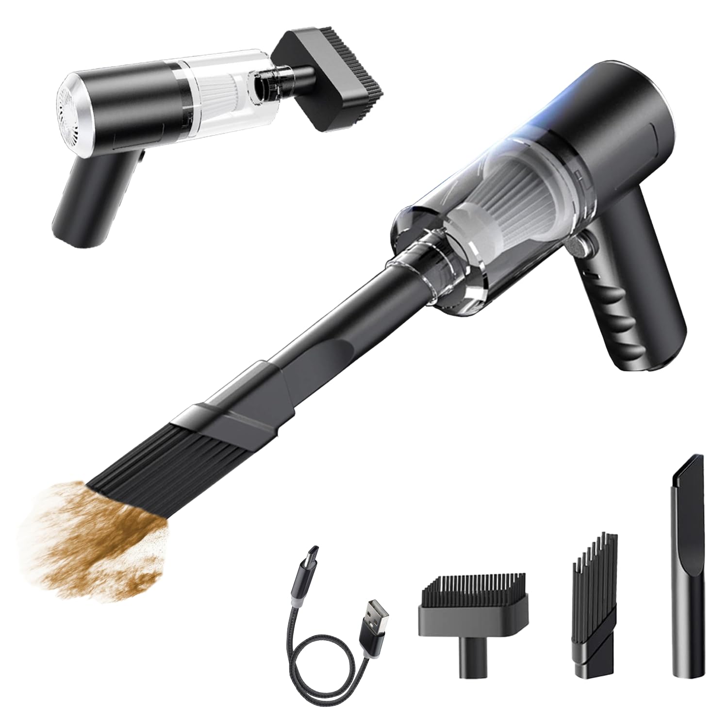 4000Pa Cordless Handheld Mini Vacuum Cleaner - Portable USB Rechargeable for Computer Keyboard, Desk, Car, Laptop, Sewing Machine & Pet Hair | Compact Cleaning for Home, Office & Travel (Black)