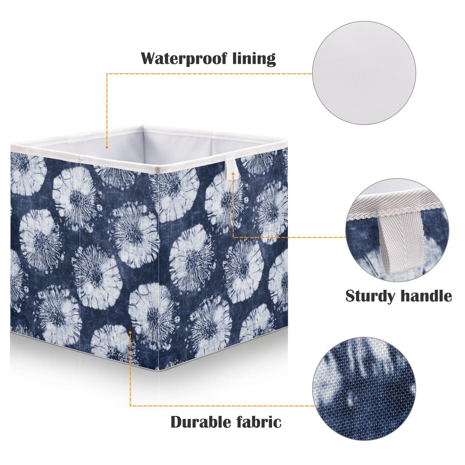 DOMIKING 11 Inch Foldable Fabric Storage Bins with Sturdy Handle - Linen Closet Organizer Baskets for Shelves, Bedroom & Home Organization - Perfect for Clothes, Toys, and Blanket Storage