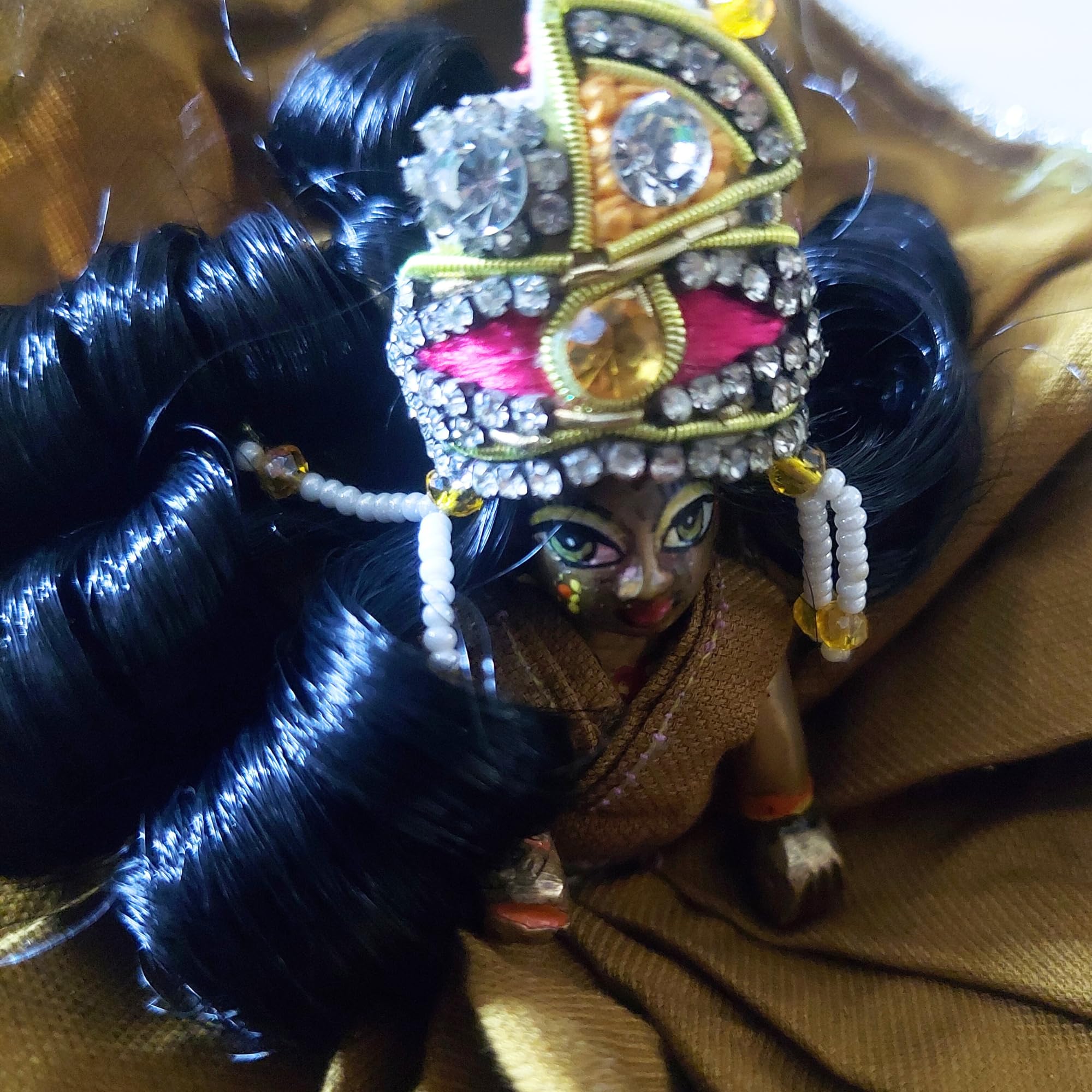 Premium Laddu Gopal Hair Wig for Baby Krishna - Natural Synthetic Hair, Size 2 - Perfect for Hindu Deity Dolls, Home Temple Decor & Religious Ceremonies