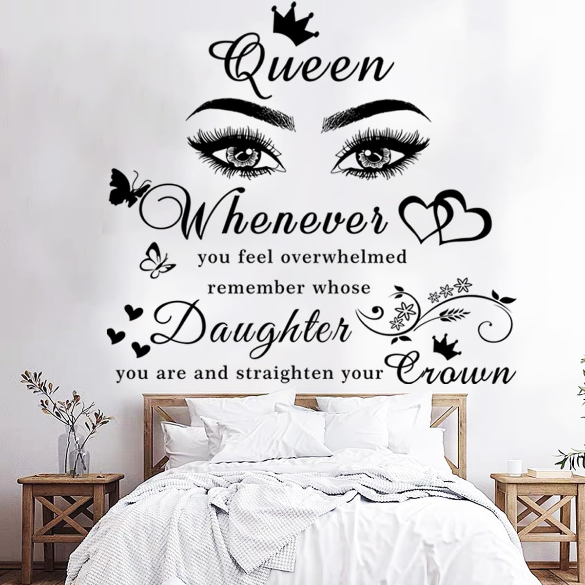 Inspirational Wall Stickers for Girls - Motivational Quote Queen Wall Decals with Butterfly Design, Positive Home Decor for Women & Teens - Perfect for Bedroom, Living Room, Beauty Salon & Girls Room Decor