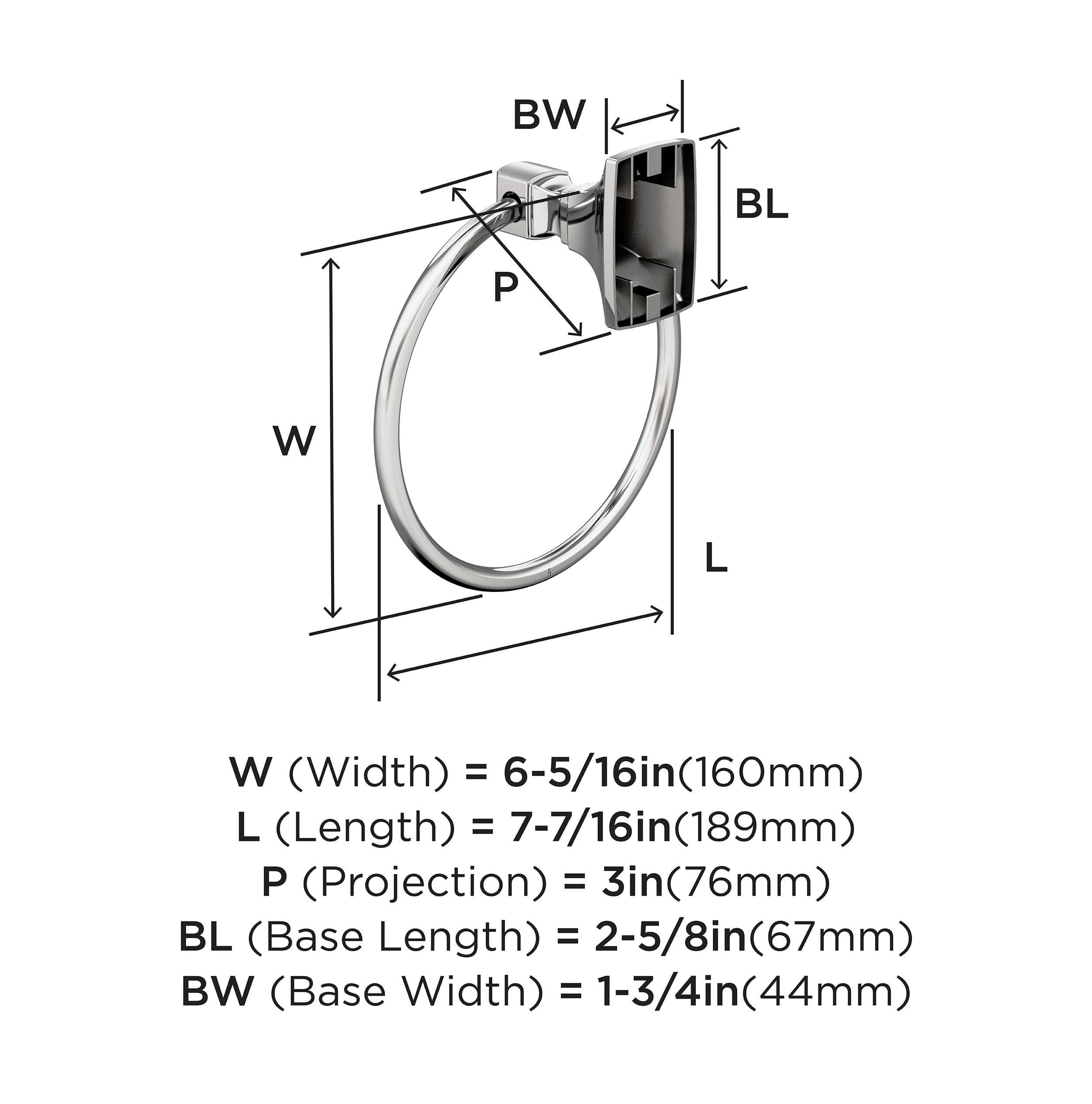 Amerock BH3601226 Chrome Towel Ring - 7-7/16 Inch (189mm) Bathroom Wall Mount Hand Towel Holder - Highland Ridge Collection - Durable Bath Accessories for Kitchen & Powder Room - Perfect for Small Spaces & Guest Bathrooms