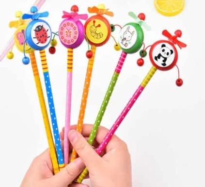 ViaZAID Wooden Animal-Shaped Pencils with Rattle - Fun & Educational Writing Tools for Kids | Colorful School Supplies, Classroom Prizes & Children's Gifts (Pack of 4) | Perfect for Homework, Drawing & Sensory Play