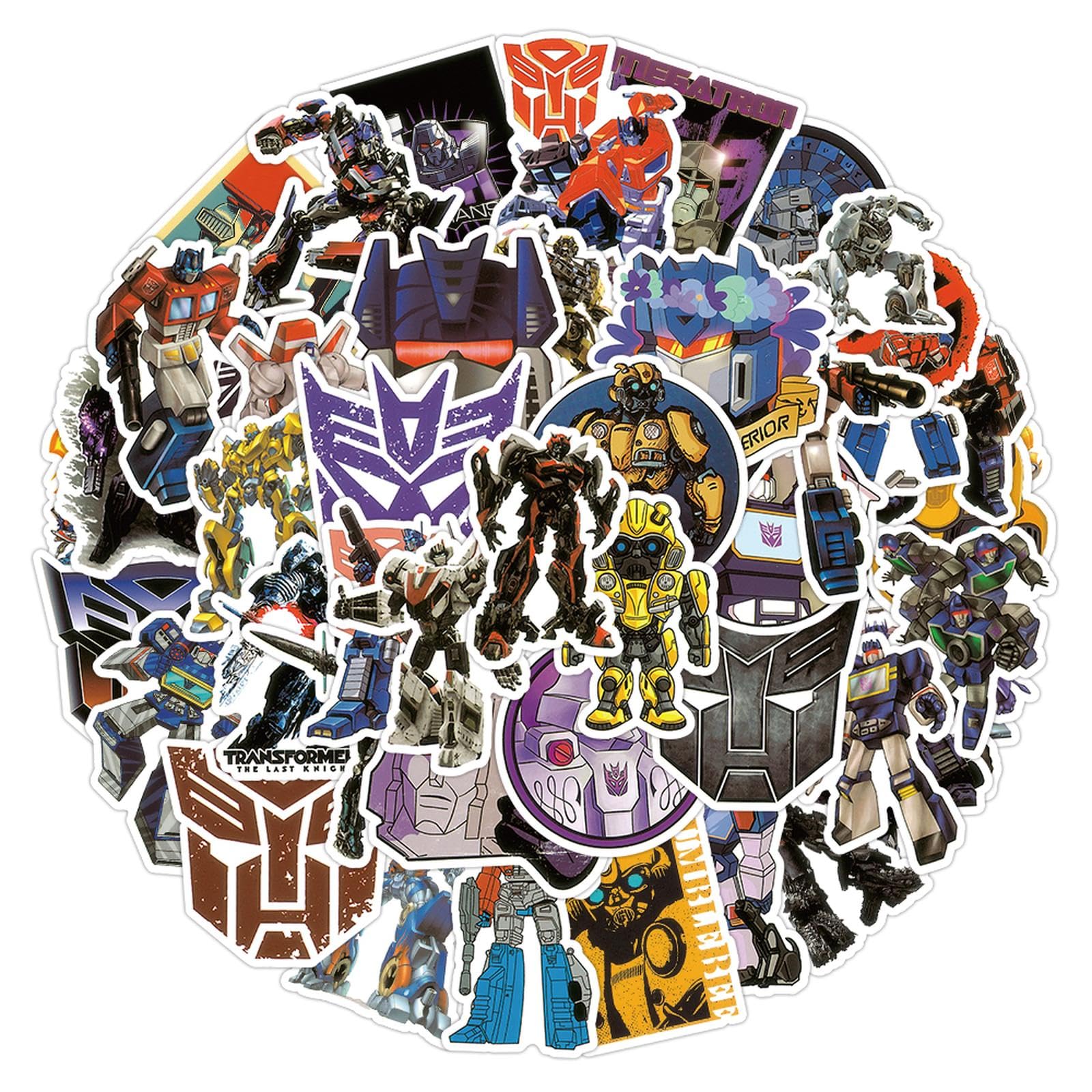 50pcs Transformers Movie Cartoon Stickers - Waterproof Vinyl Decals for Kids & Teens - Perfect for Laptops, Water Bottles, Skateboards, Bumper Pads & Travel Cases - Cool Robot Automotive Decorative Stickers for School, Office & Home Use