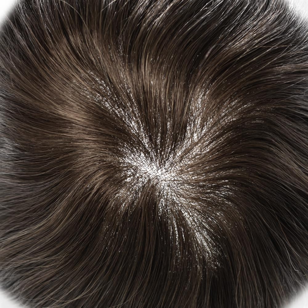 Premium 8x10 Human Hair Toupee for Men - Fine Welded Lace Hair System, 80% Light Density, #2 Darkest Brown - Natural Looking Hair Replacement for Thinning Hair & Baldness (Perfect for Daily Wear, Special Occasions & Confidence Boost)