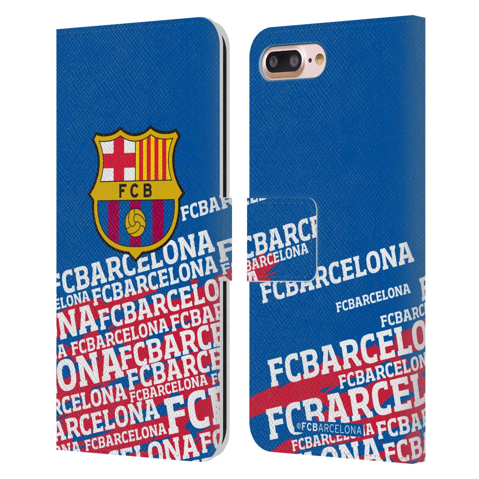 Official FC Barcelona Leather Wallet Case for iPhone 7 Plus/8 Plus - Impact Crest Design - Perfect for Soccer Fans & Game Day Accessories