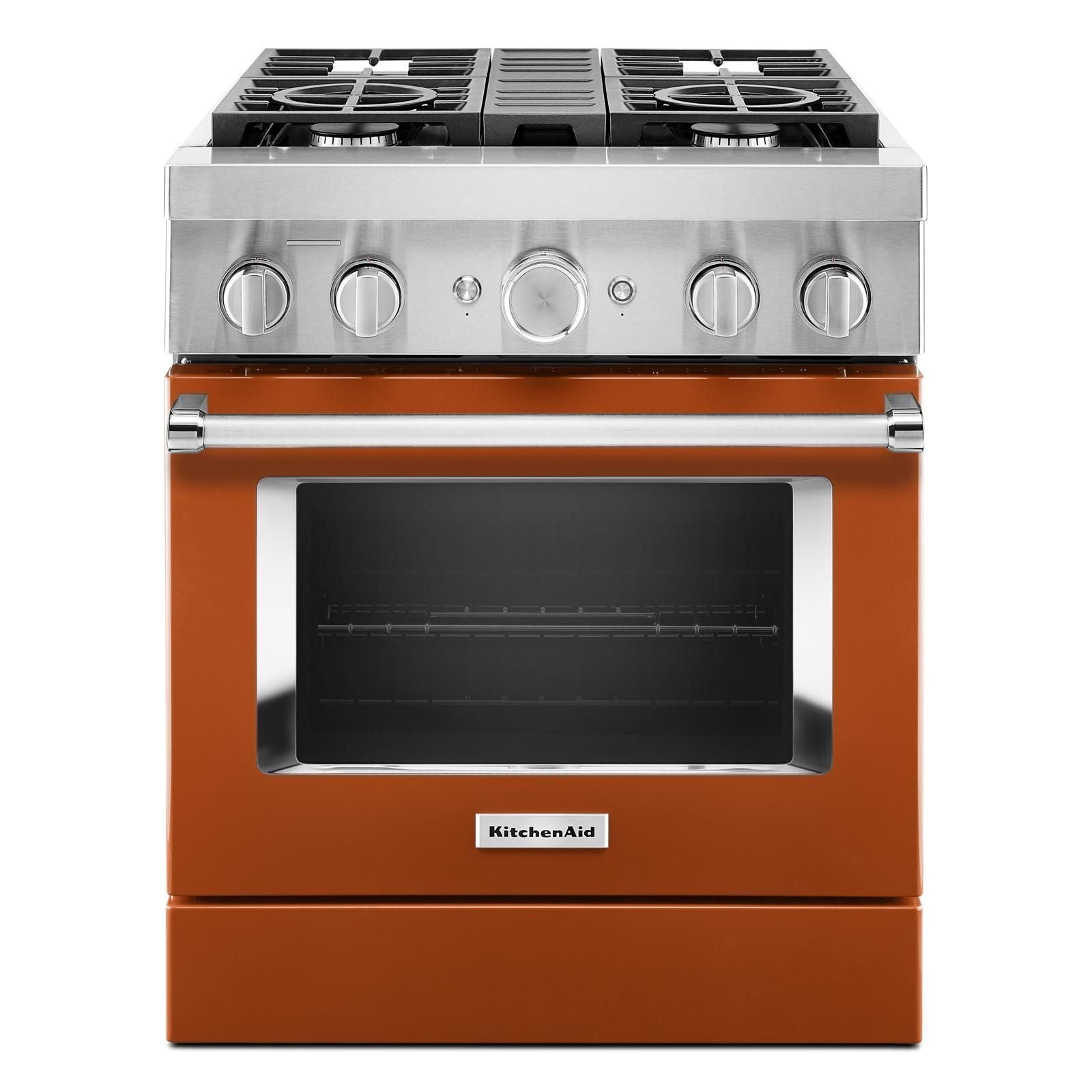 KitchenAid KFDC500JSC 4.1 Cu. Ft. Smart Dual Fuel Freestanding Range in Scorched Orange - Perfect for Modern Kitchens & Professional Cooking