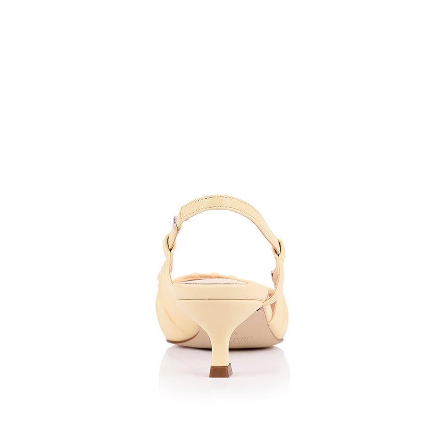 Lucius Slingback Kitten Heels - Butter Cream Color | Comfortable Low Block Heels for Women | Perfect for Office, Wedding & Summer Outfits