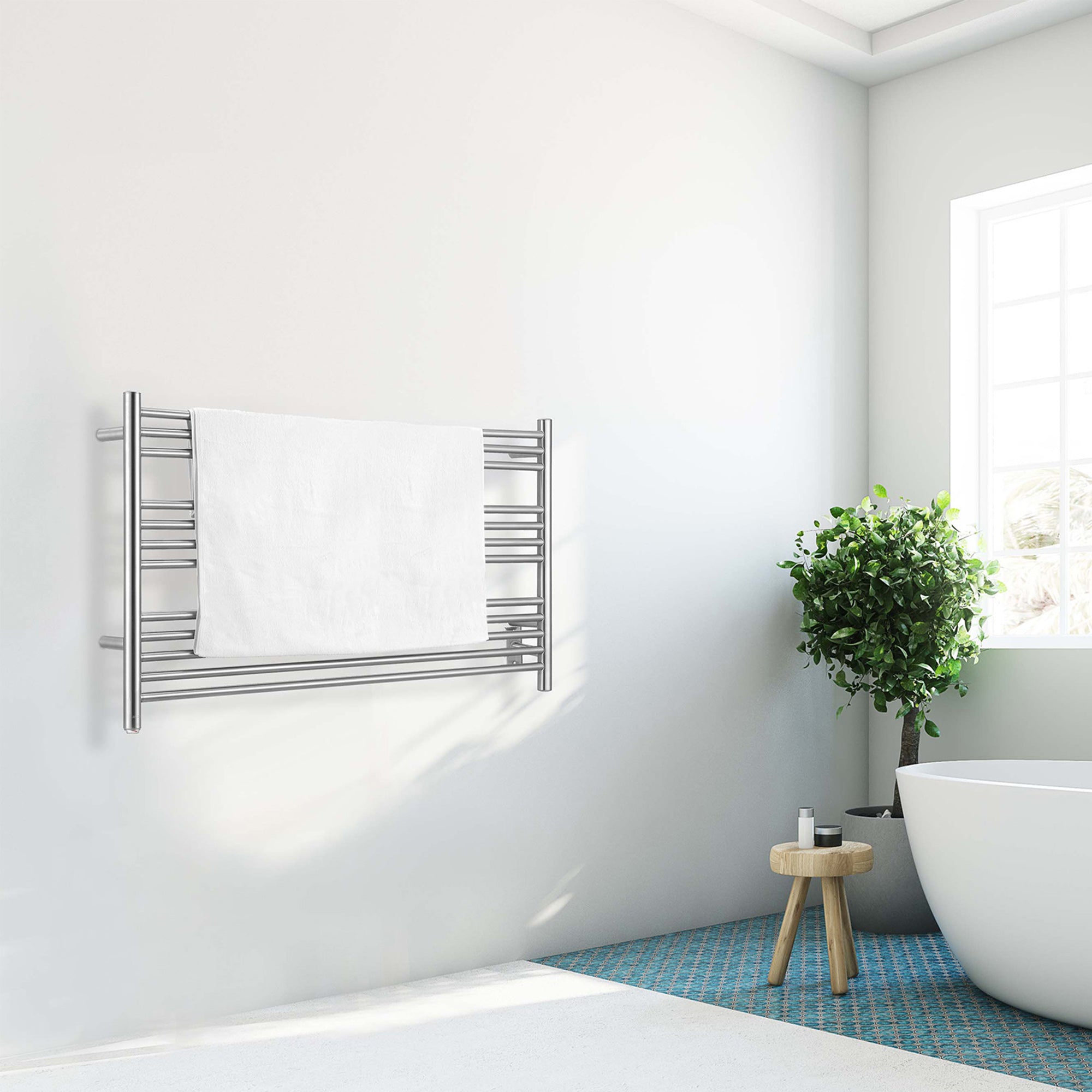 Amplify Dual 12 Bar Hardwired & Plug-In Towel Warmer - Brushed Stainless Steel - Perfect for Bathrooms, Spas & Luxury Hotels