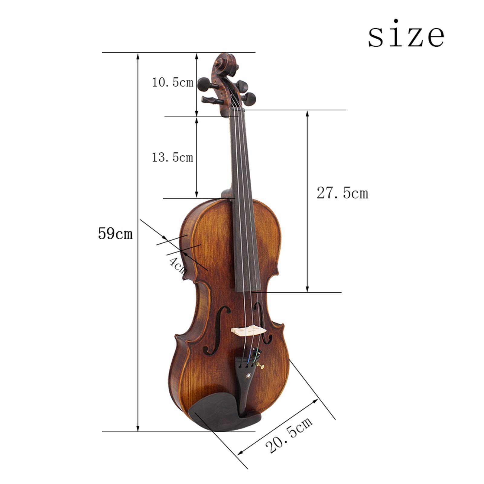 **4/4 Full Size Handcrafted Solid Wood Acoustic Violin Fiddle – Professional Violin Kit with Carrying Case, Tuner, Shoulder Rest, Strings & Cleaning Cloth – Perfect for Beginners, Students & Performers**