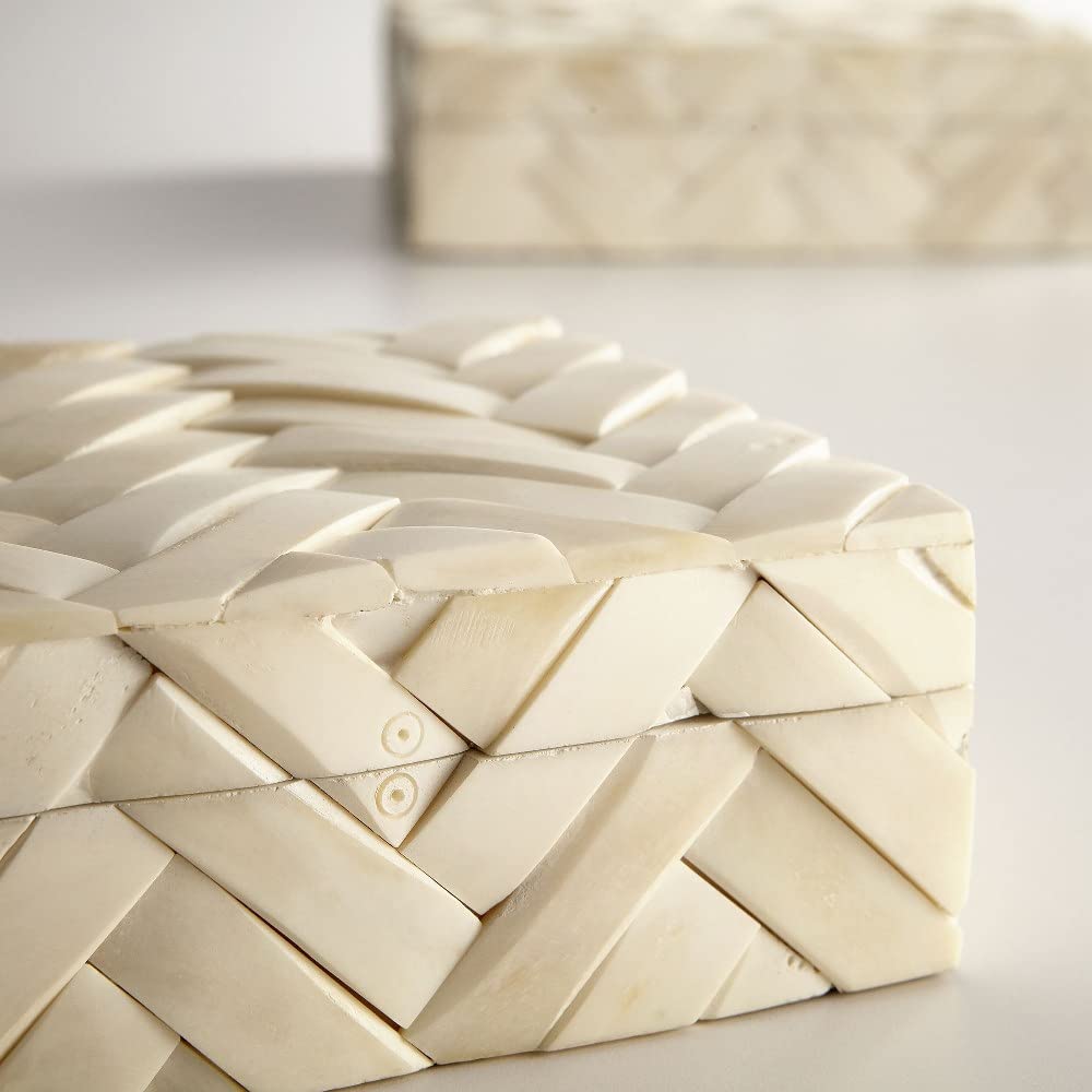 Cyan Design 10234 White-Cream Decorative Containers & Trays Set - Perfect for Home Organization, Bathroom Storage, and Kitchen Countertop Display