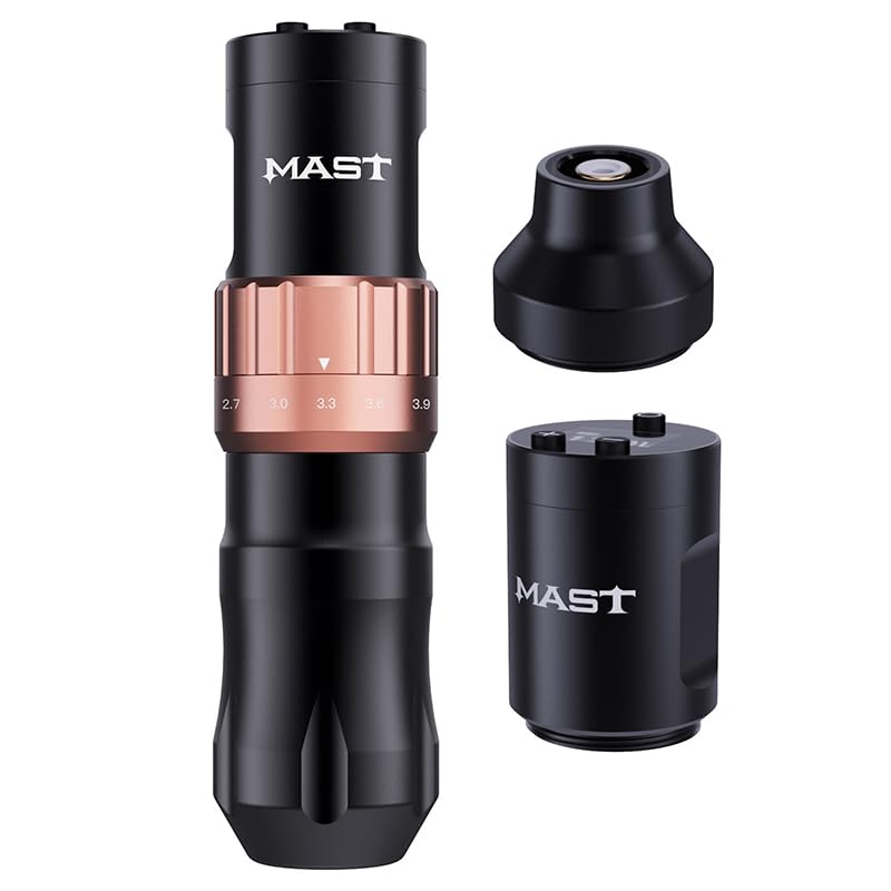 Professional Mast Tattoo Fold2 Wireless Rotary Tattoo Machine - Mcore High-Power Motor with 7 Adjustable Stroke Lengths for Tattoo Artists | Perfect for Studio Work & Body Art Sessions