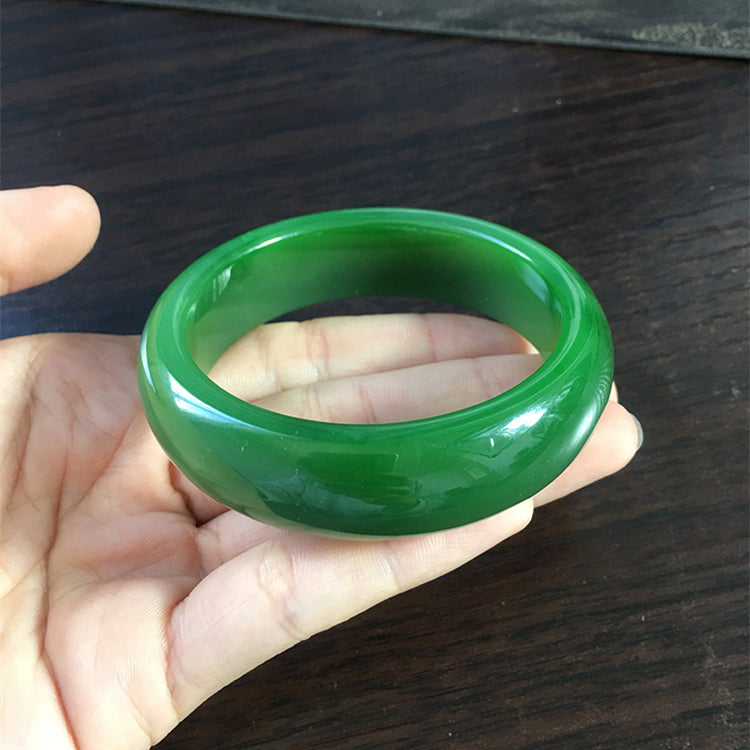 Natural Jade Bangle - Genuine Nephrite Jade Bracelet, 55.3mm Inner Diameter, Handcrafted Jewelry for Women | Perfect Gift for Birthday, Anniversary & Spiritual Healing