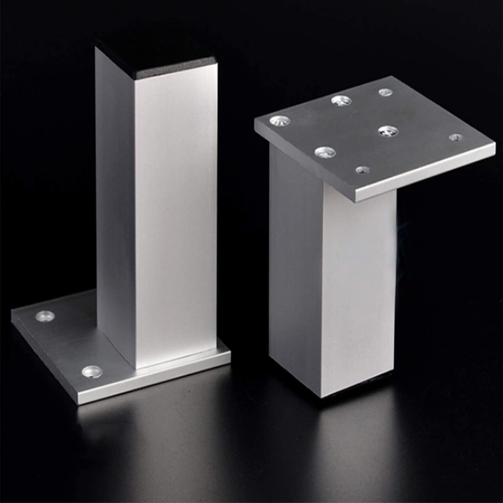 4 Pack Aluminum Alloy Furniture Legs - Square Metal Table Legs & Bed Legs (10cm/3.93in, Silver) - Perfect for DIY Furniture, Tables, Beds & Home Decor Projects