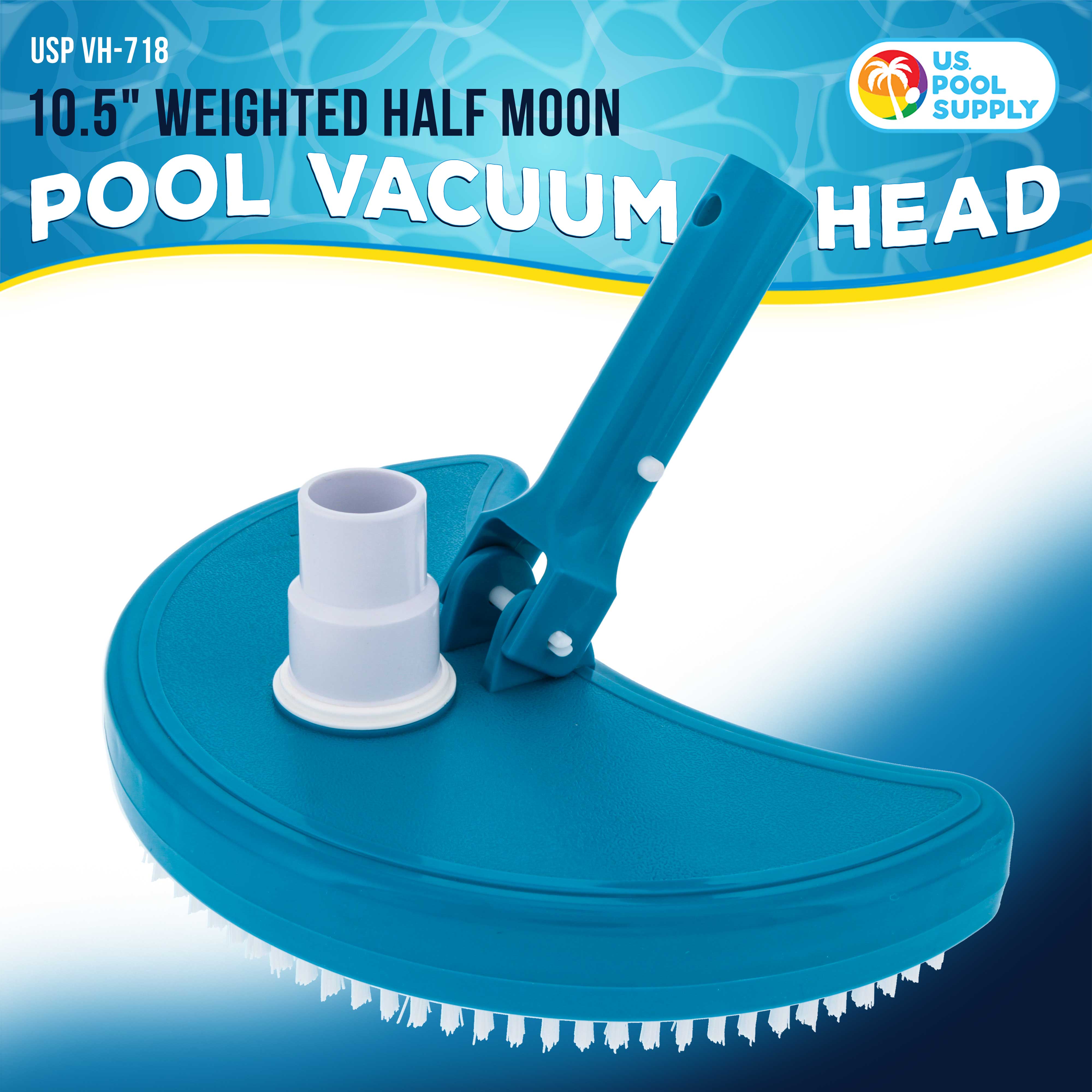 Weighted Half Moon Pool Vacuum Head with Swivel Hose Connection - Compatible with Above Ground & In Ground Pools, Spas, Vinyl Liners - Heavy Duty Pool Cleaning Tool for Crystal Clear Water - Perfect for Weekly Maintenance and Deep Cleaning