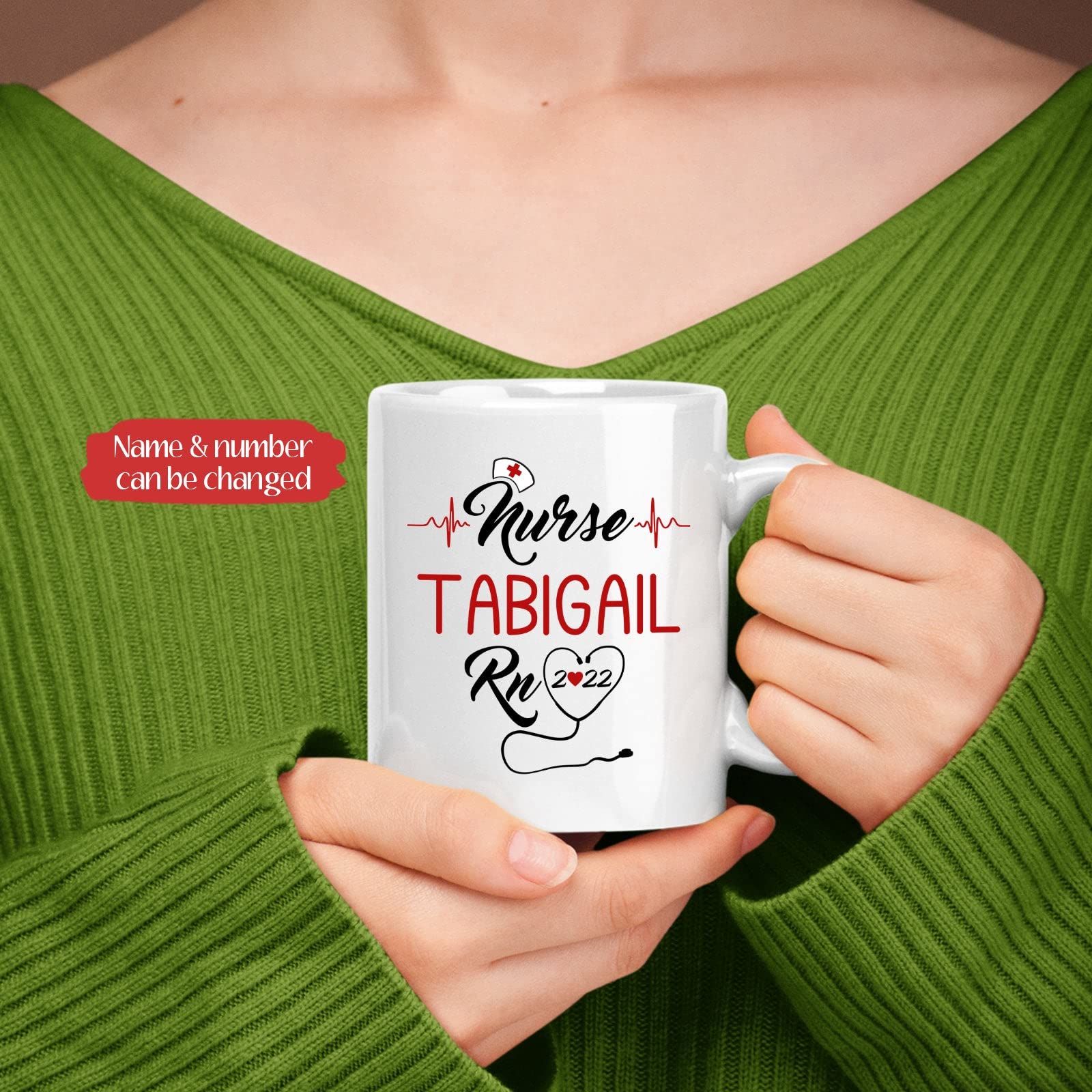Custom Personalized RN Nurse Mug - 11oz & 15oz White Ceramic Coffee Cup with Floral Design | Perfect Nurse Graduation Gift, New Nurse Present & Daily Tea Drinking | Ideal for Hospitals, Clinics & Home Use
