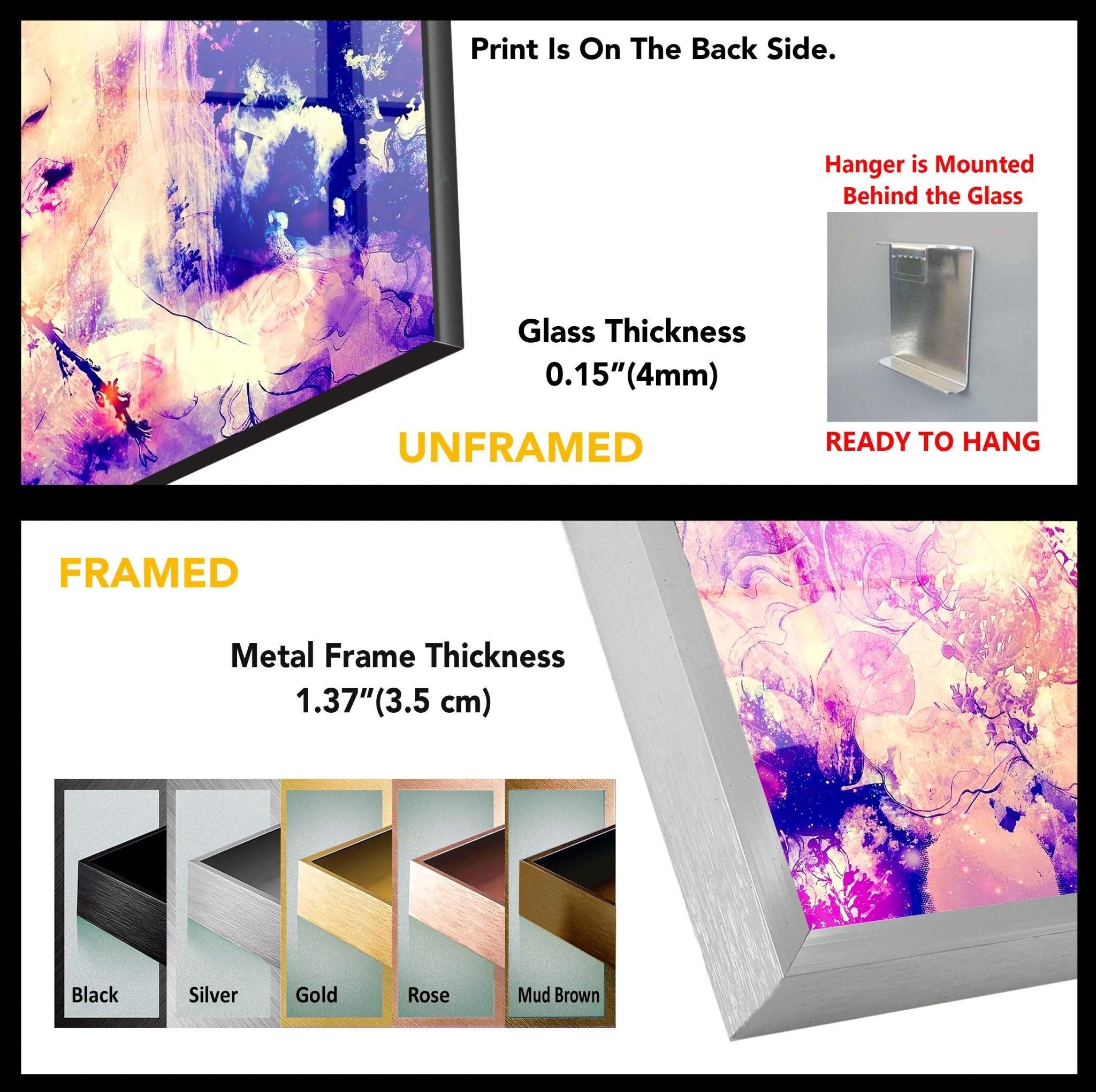 Abstract Woman Painting - Modern Glass Wall Art Decor for Living Room, Bedroom & Office - Elegant Home & Office Decoration