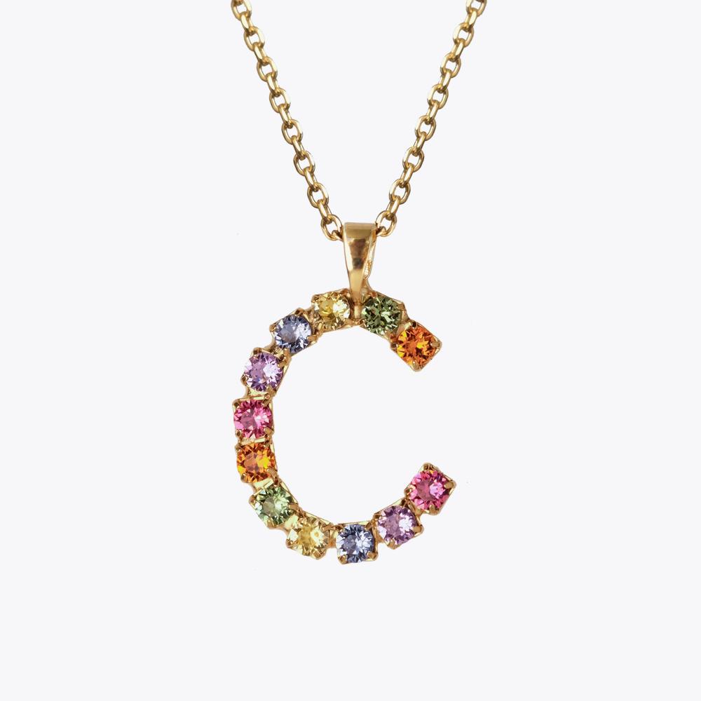 Personalized Letter Necklace with Rainbow Pendant - Custom Initial Jewelry for Women & Girls - Perfect for Birthdays, Anniversaries & Everyday Wear