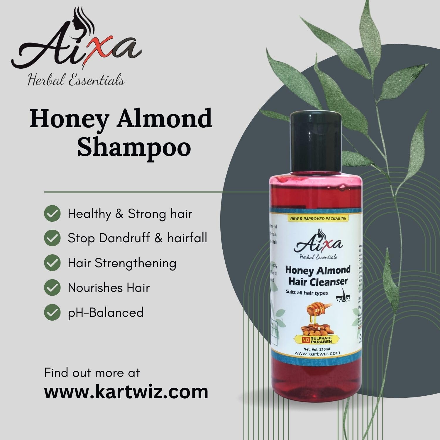 Herbigiri Herbal Honey & Almond Shampoo 210ml - Natural Hair Care for Dry & Damaged Hair - Moisturizing & Nourishing Formula - Perfect for Daily Use at Home or Salon