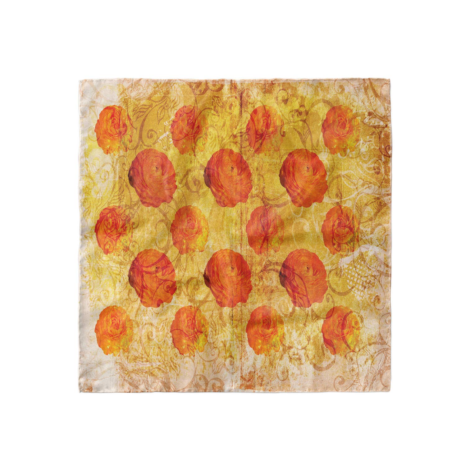 Ambesonne Orange Headscarf - Grunge Rose Floral Print Hijab Scarf for Women, Lightweight Fashion Wrap for Everyday Wear, Church, Parties & Outdoor Activities