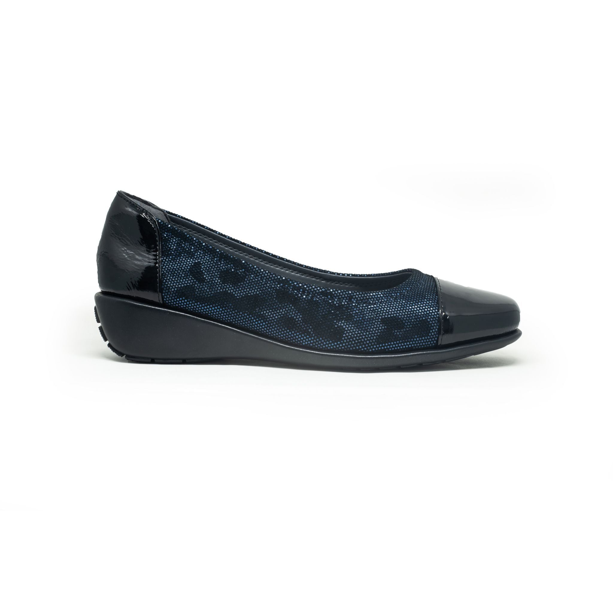 Barani Textured Leather Pumps with Micro Wedge - Women's Navy Blue Heels for Work, Office & Formal Occasions | Comfortable Dress Shoes for Professional Women