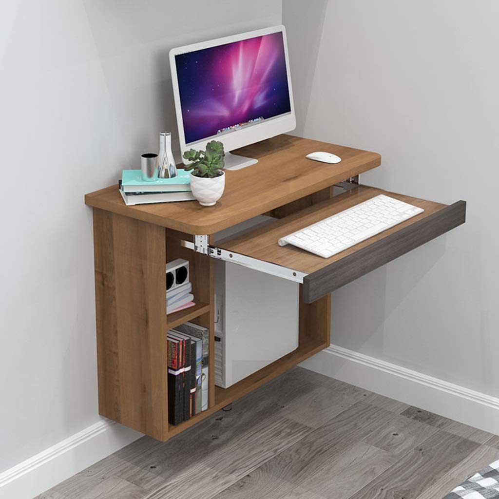 Space Saving Floating Wall Desk - Wall Mounted Laptop Computer Table for Home Office, Study, Bedroom & Balcony | Compact Writing Workstation with Keyboard Tray | Perfect for Small Spaces & Modern Interior Design