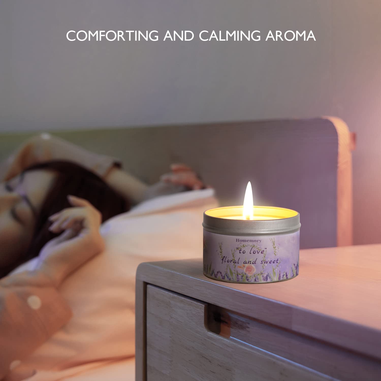 Homemory Lavender & Rose Scented Soy Candles - 6oz Natural Aromatherapy Candles with Essential Oils for Stress Relief, Hand-Poured Home Decor Gifts for Women | Perfect for Relaxation, Meditation & Spa Nights