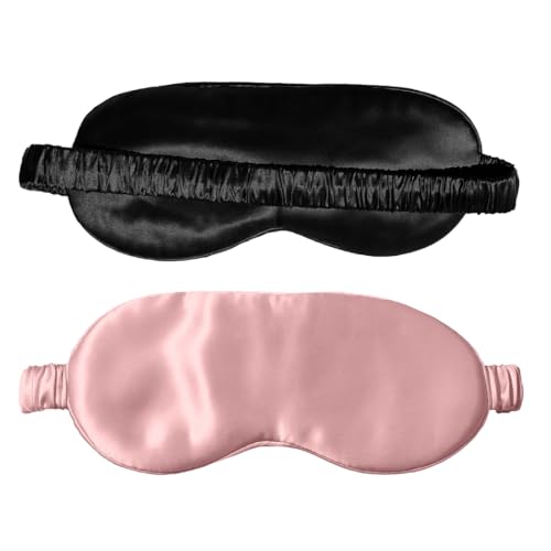 2-pk Silk Eye Mask - Midnight Black & Pink Quartz