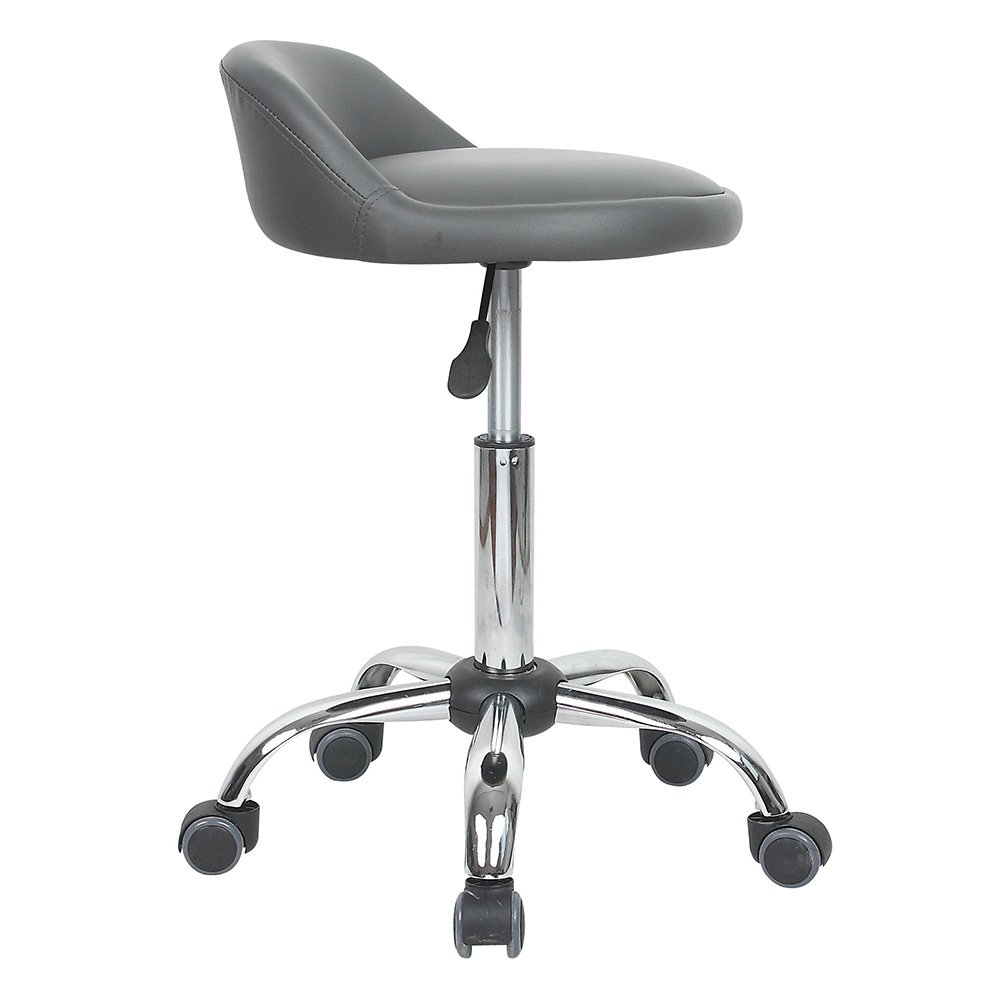 Juno Adjustable Height Rolling Stool with Wheels - Gray Ergonomic Office Chair for Dentists, Salon Stylists & Industrial Workstations