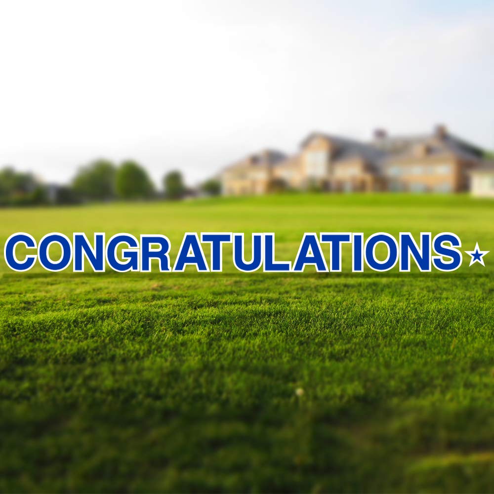 Vispronet 18in Tall Weather-Resistant Congratulations Yard Sign with Steel Stakes - Royal Blue Outdoor Party Decor for Graduations, Birthdays & Special Occasions