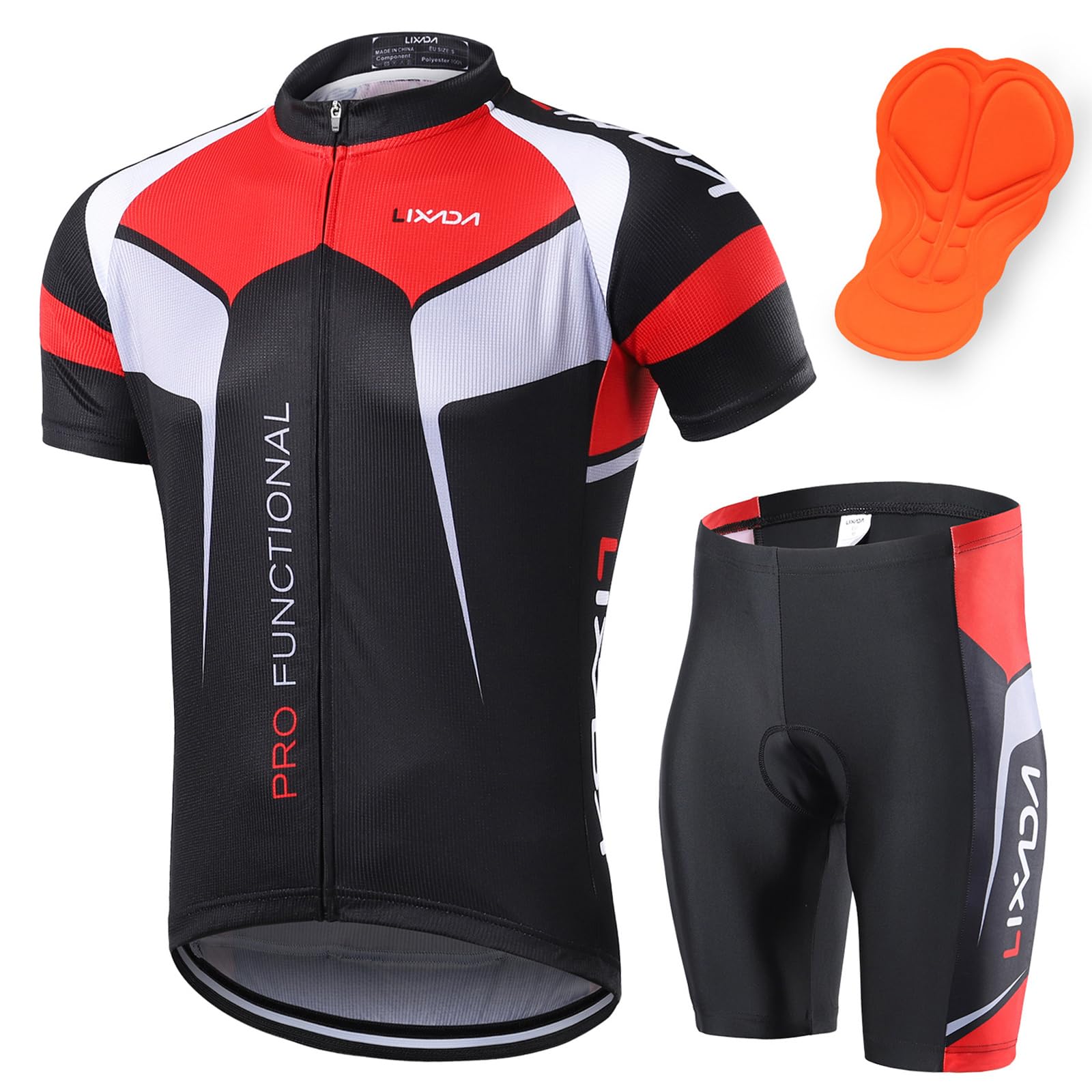 Lixada Men's Cycling Jersey & Padded Shorts Set - Quick-Dry, Breathable Bike Clothing for Summer Riding - Perfect for Road Biking, Mountain Cycling & Outdoor Sports