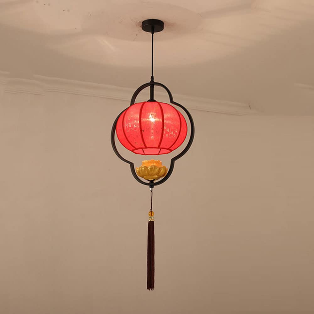 Elegant Chinese Chandelier - Handcrafted Sheepskin Bedside Lamp, Lotus Red Lantern Ceiling Light for Zen Decor, Perfect for Restaurant, Balcony & Gate Lighting | Boho Home Decor & Asian-Inspired Interior Design