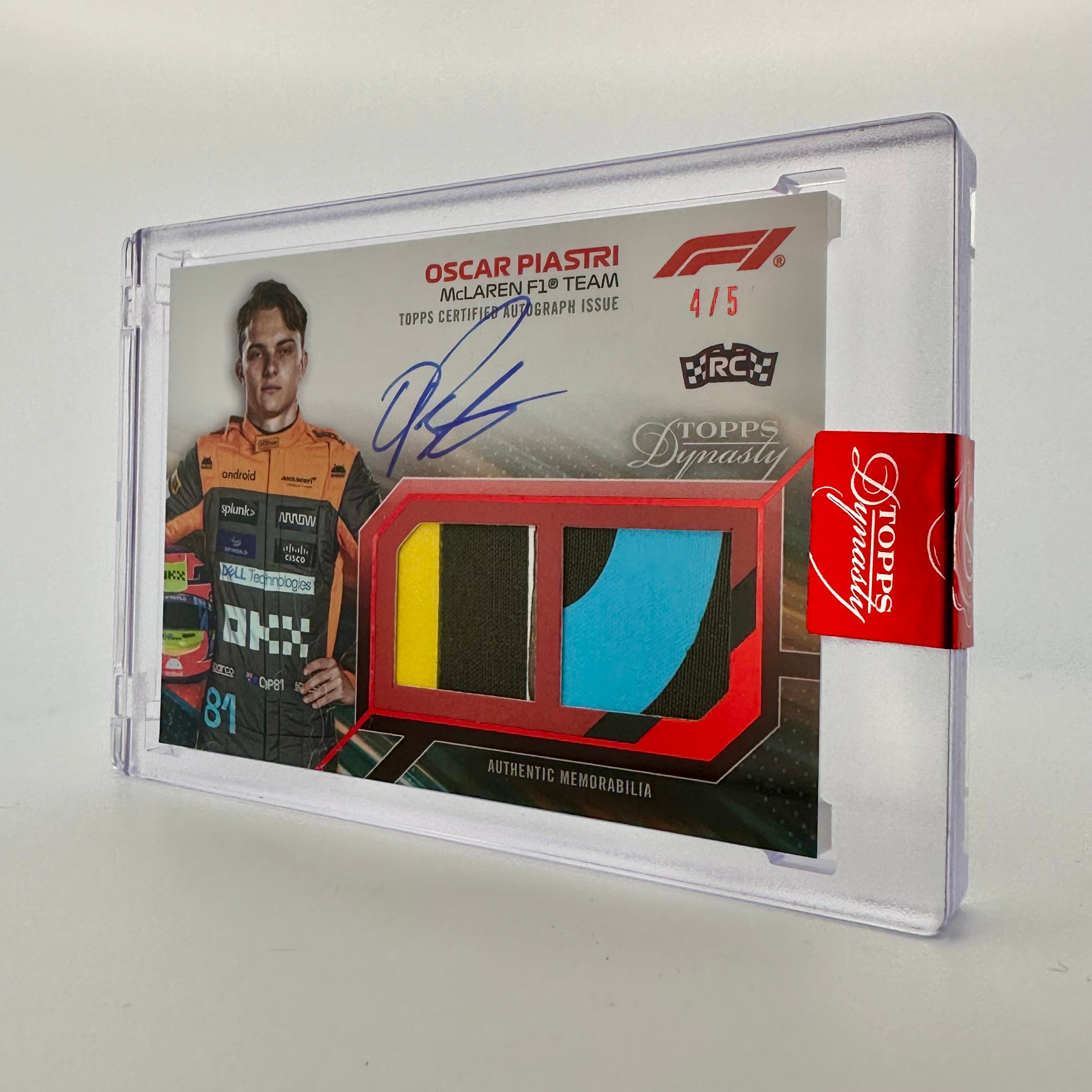 2023 Topps Dynasty Dual Relic Rookie Card - Oscar Piastri #SDDRA OP (4/5 Red) | Collectible Racing Memorabilia for F1 Fans & Sports Card Enthusiasts