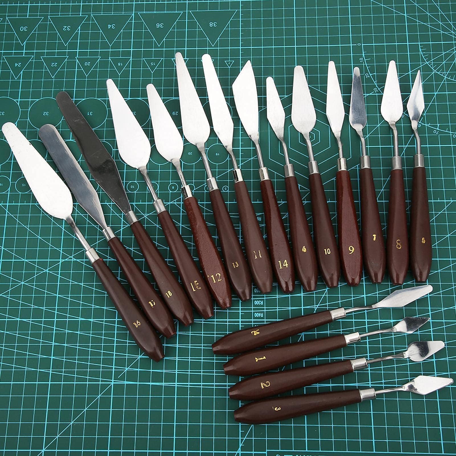 18PCS Stainless Steel Palette Knife Set - Wooden Handle Oil & Acrylic Paint Spatulas for Canvas Painting - Perfect for Artists, DIY Crafts & Mixing Colors