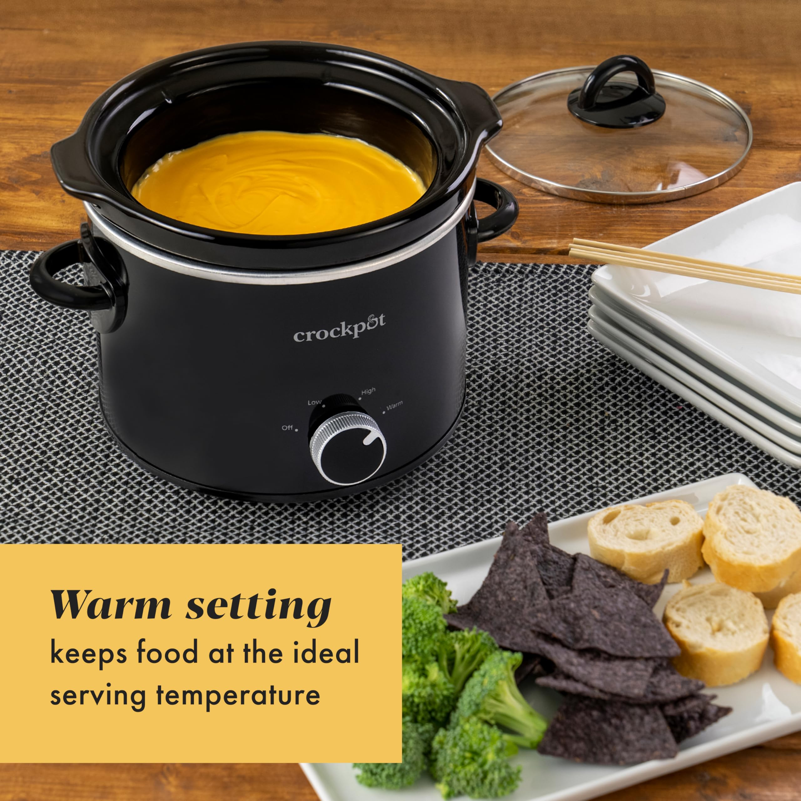 Crockpot® 2-Quart Classic Slow Cooker | Small Slow Cooker for Soups, Stews & Dips | Perfect for Dorms, Offices & Small Kitchens | Black