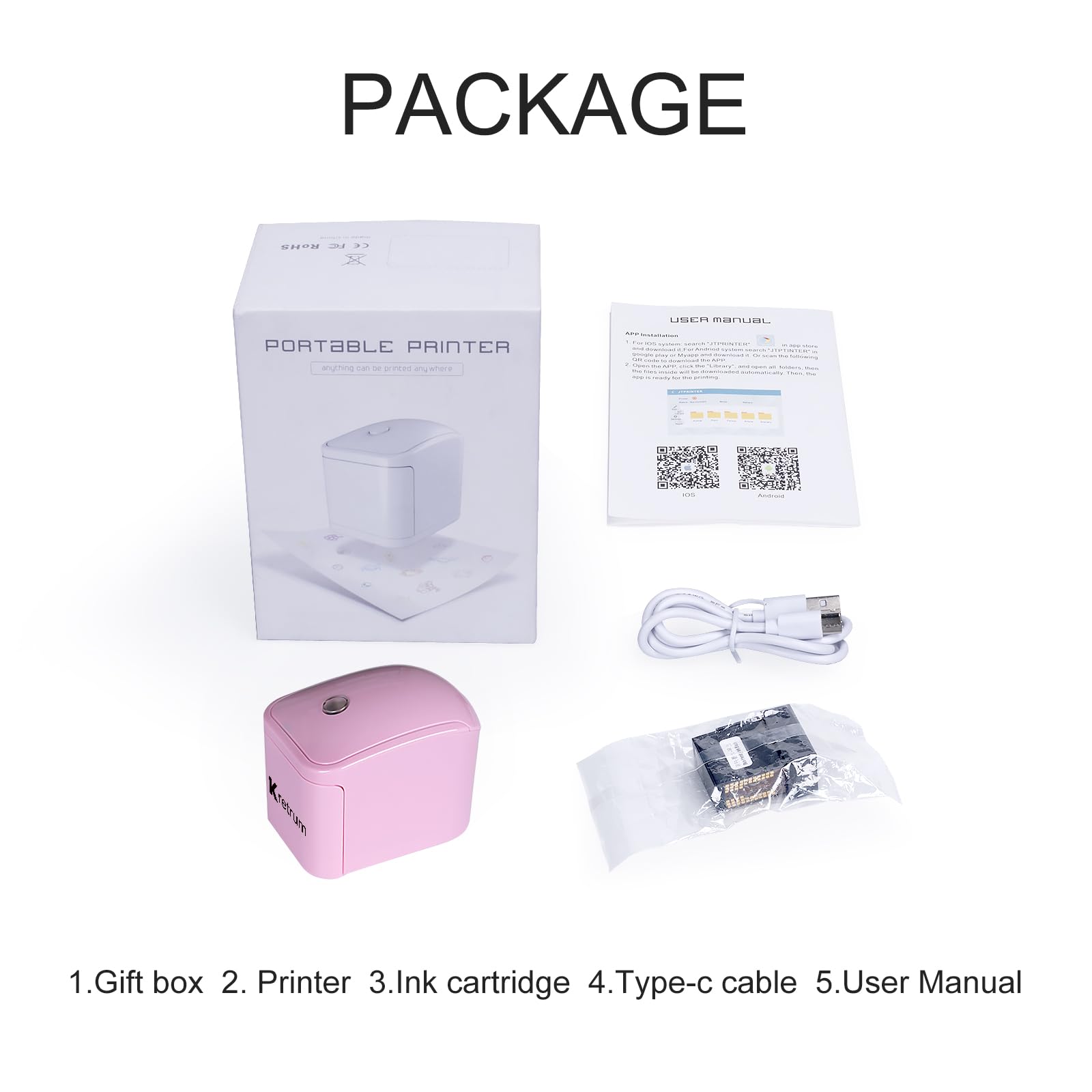 Mini Portable Handheld Temporary Tattoo Printer for iOS & Android - Wireless Bluetooth Tattoo Maker for QR Code, Barcode & Logo Printing (Pink) | Perfect for Parties, Events & Personalized Gifts