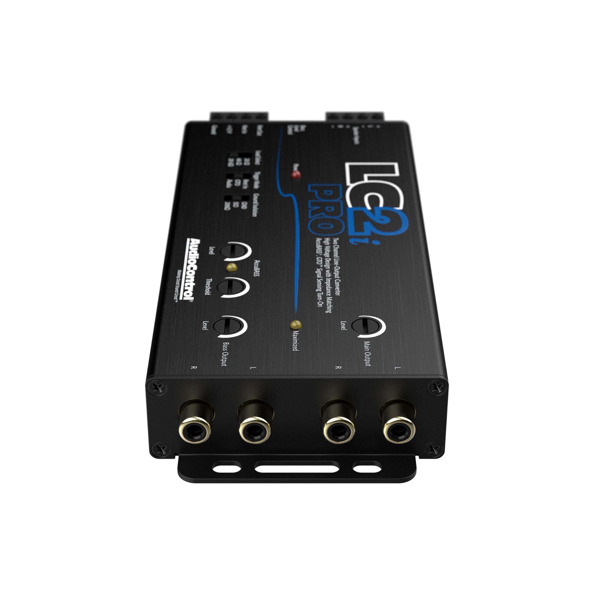 AudioControl LC2i PRO 2-Channel Line Output Converter with Wireless Qi Charger - Impedance Matching, AccuBASS & GTO Technology - Car Audio System Upgrade for Amplifiers & Subwoofers - Includes ACR-1 Dash Remote Control - Perfect for DIY Car Stereo Installations & Professional Sound Systems