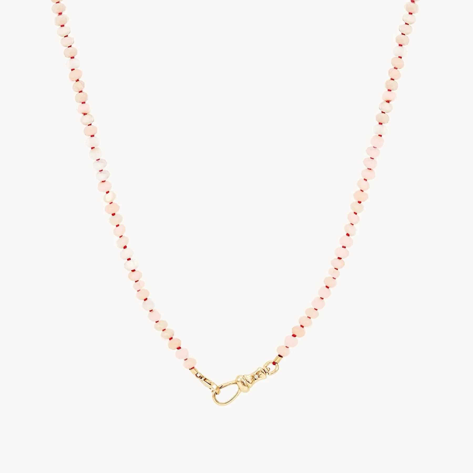 10K Yellow Gold Pink Opal Beaded Mood Necklace – Genuine Gemstone Jewelry for Stress Relief & Emotional Balance | Perfect for Meditation, Yoga & Everyday Wear