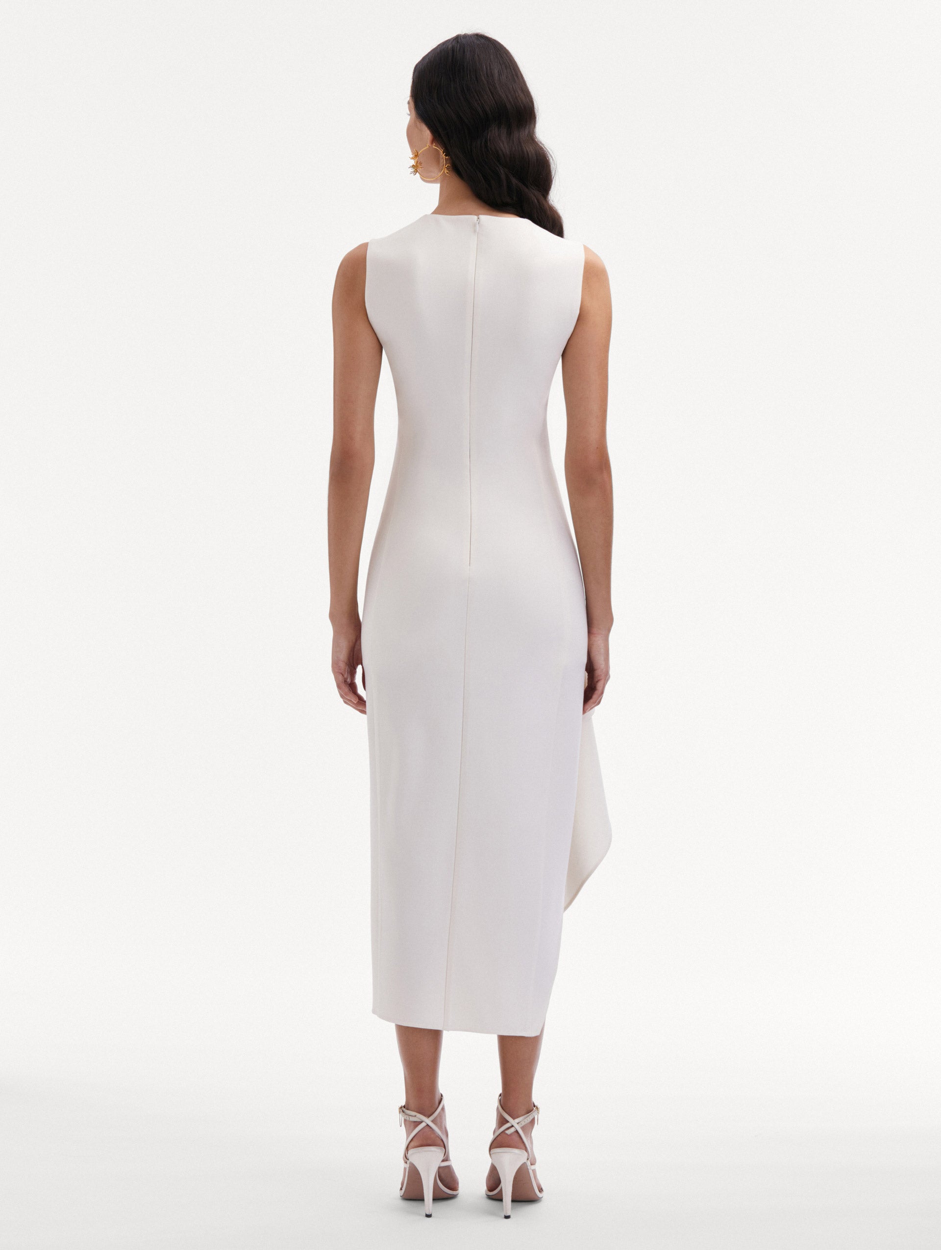 Elegant Draped Asymmetrical Wool Dress for Women - Winter Fashion Office Wear & Holiday Party Outfit