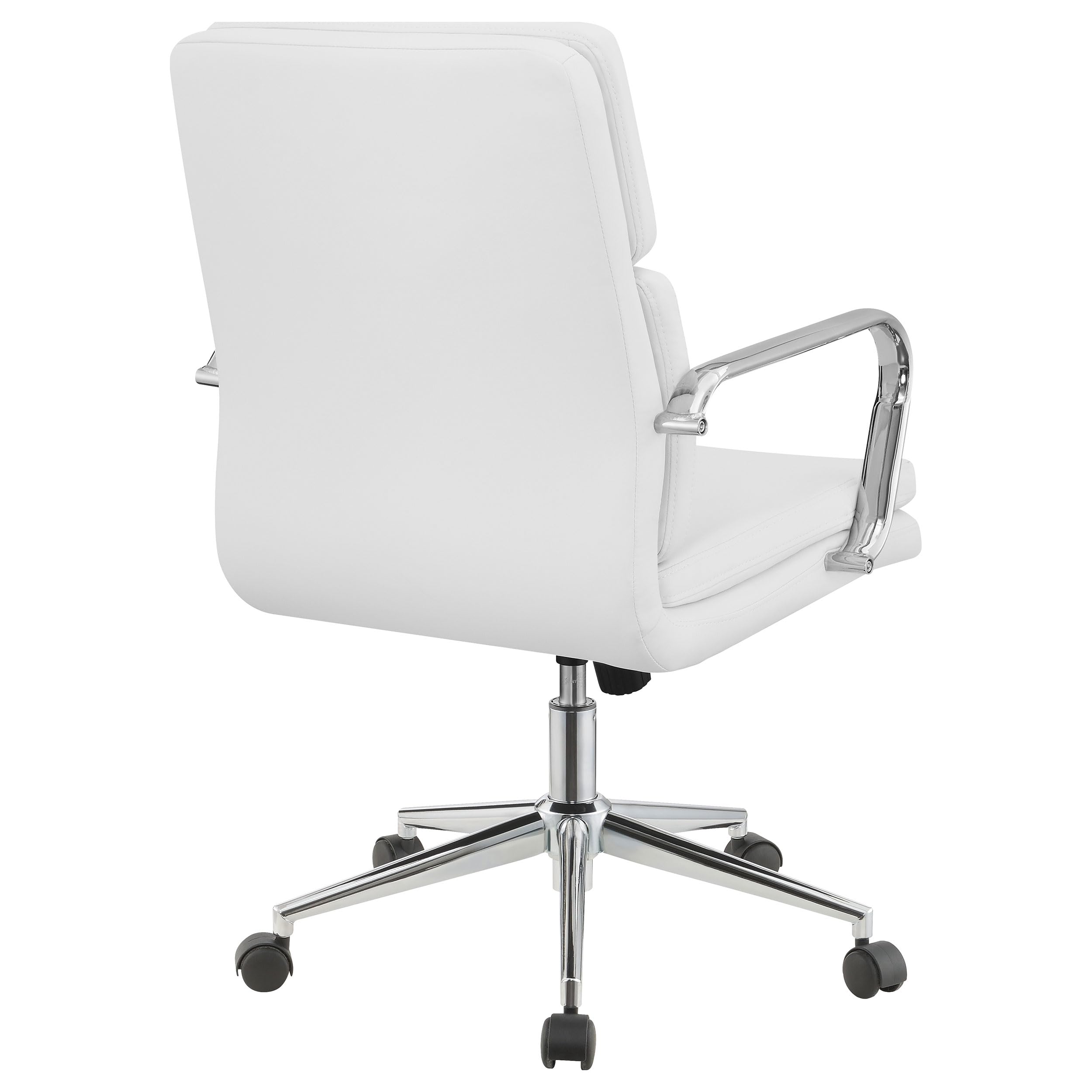 Coaster Furniture 801767 Standard Back Upholstered Office Chair - White & Chrome Ergonomic Desk Chair for Home Office, Computer Workstation & Conference Room