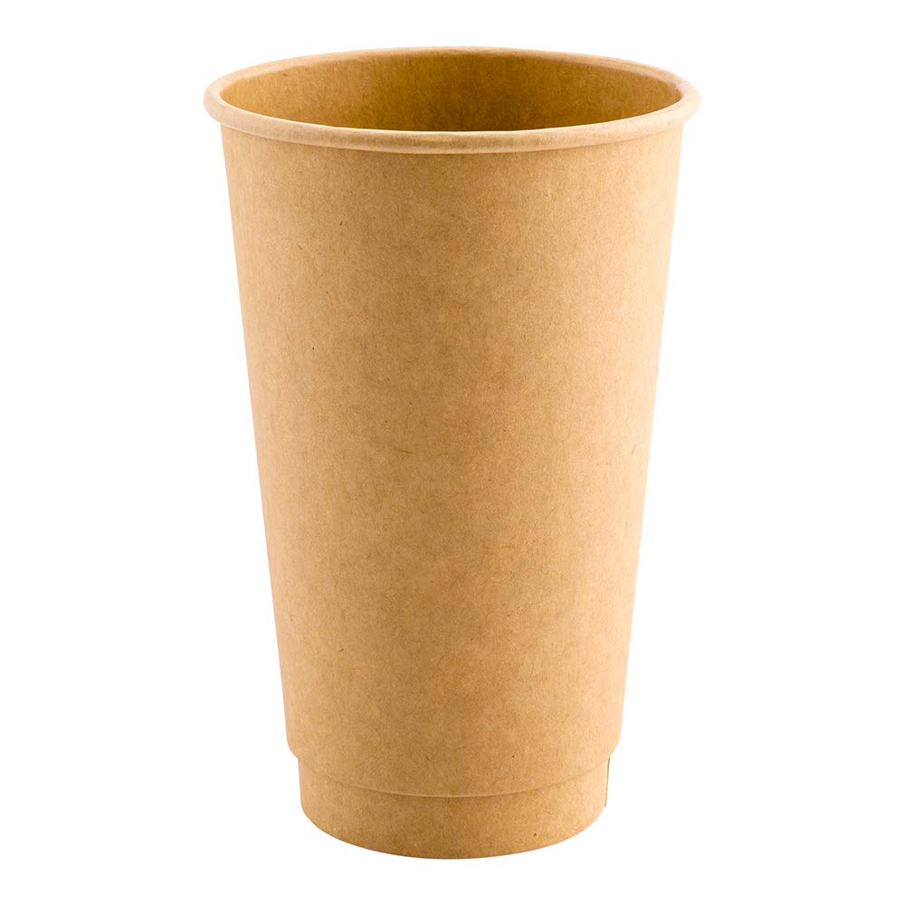 500-Count Disposable 16oz Kraft Paper Coffee Cups with Double Wall Insulation - Eco-Friendly Recyclable Hot Beverage Cups for Cafes, Restaurants & Takeout - No Sleeve Needed for Heat Protection