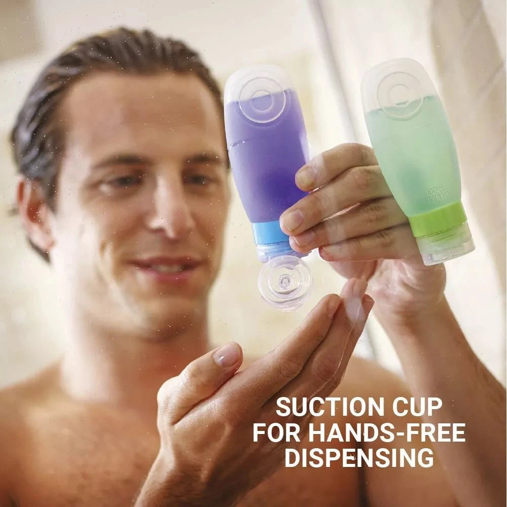 Go Travel Squeezy Bottles - Leak-Proof Silicone Travel Bottles for Toiletries | Perfect for Airplane Carry-On, Gym & Camping Trips