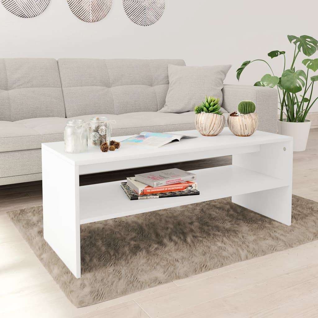 White Modern End Table/Side Table - 39.4