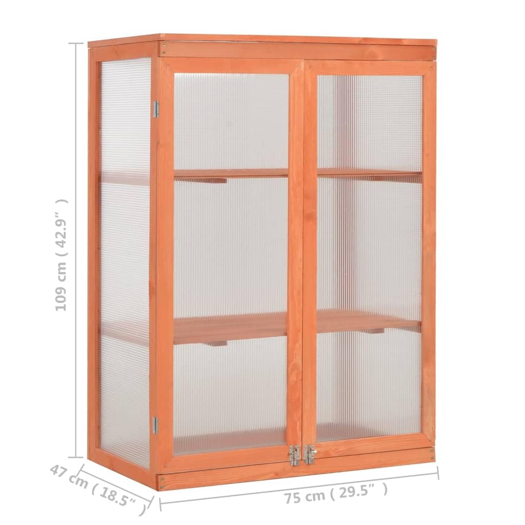 vidaXL Wooden Garden Greenhouse with Polycarbonate Panels - Durable Hobby Greenhouse for Plants - Weatherproof Cold Frame for Outdoor Use - 2-Tier Shelving Design (29.5