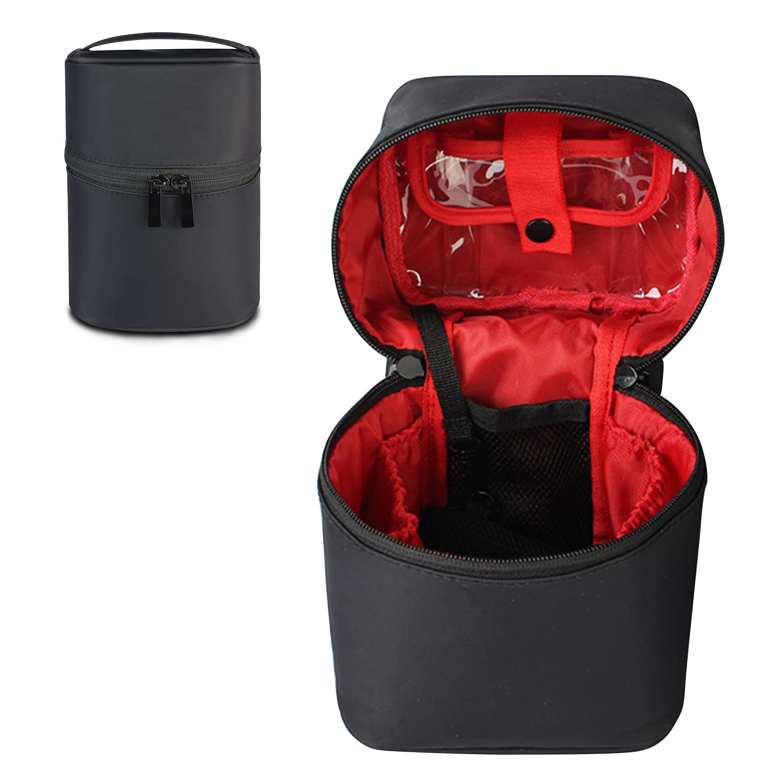 Gloppie Waterproof Nylon Makeup Bag for Travel - Portable Cosmetic Organizer with Removable Mesh Pouch, Black Small Size - Perfect for Makeup Brushes, Toiletries & On-the-Go Essentials