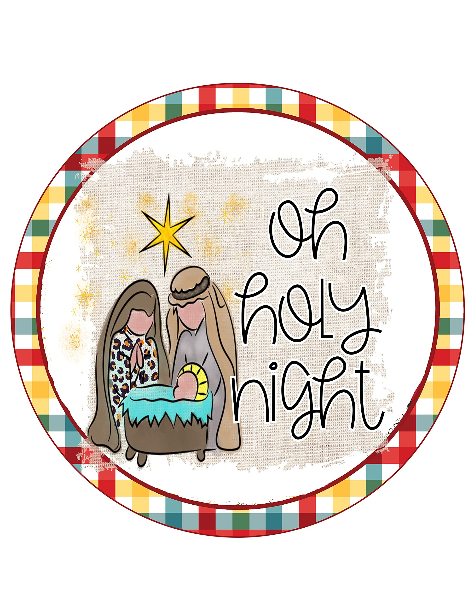Religious Christmas Wall Decor - Oh Holy Night Nativity Scene Wall Art, Hanging Door Sign for Holiday Home Decor, Church & Gift Giving