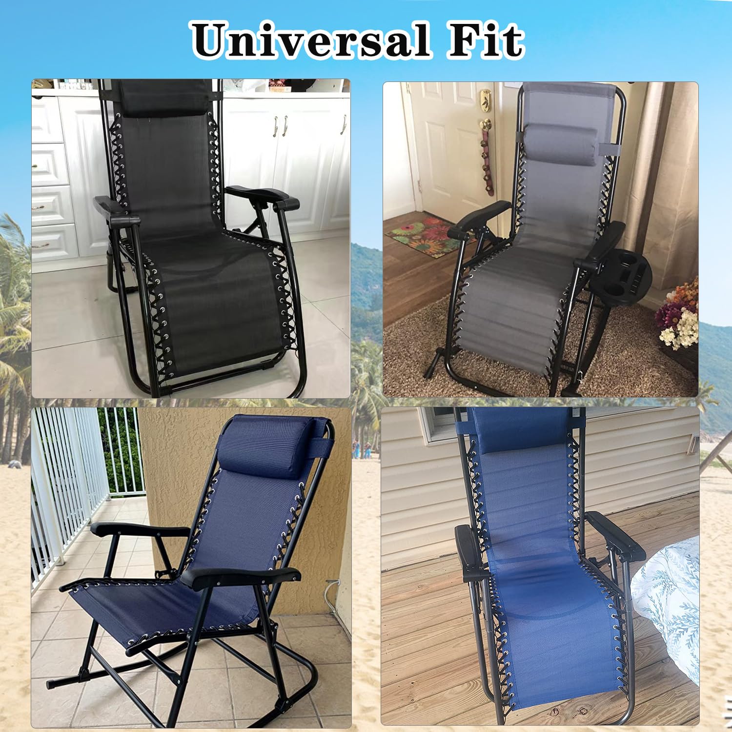 Ostlttyn Zero Gravity Chair Replacement Fabric with Bungee Cord Kit - 19 Inch Wide Repair Cloth for Anti-Gravity Outdoor Recliners - Patio, Lawn & Beach Lounge Chair Accessories (Black) - Perfect for Backyard Relaxation, Poolside Lounging and Camping Comfort