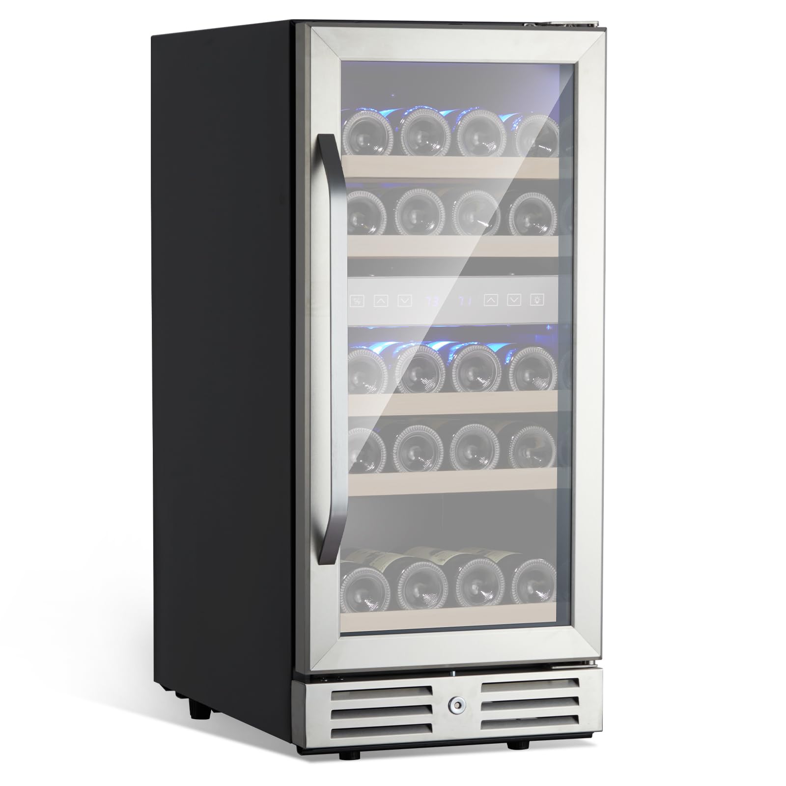 GARVEE 15 Inch Under Counter Dual Zone Wine Cooler Refrigerator - 29 Bottle Capacity with Digital Temperature Control for Kitchen, Bar & Home Use | Perfect for Wine Storage & Entertaining