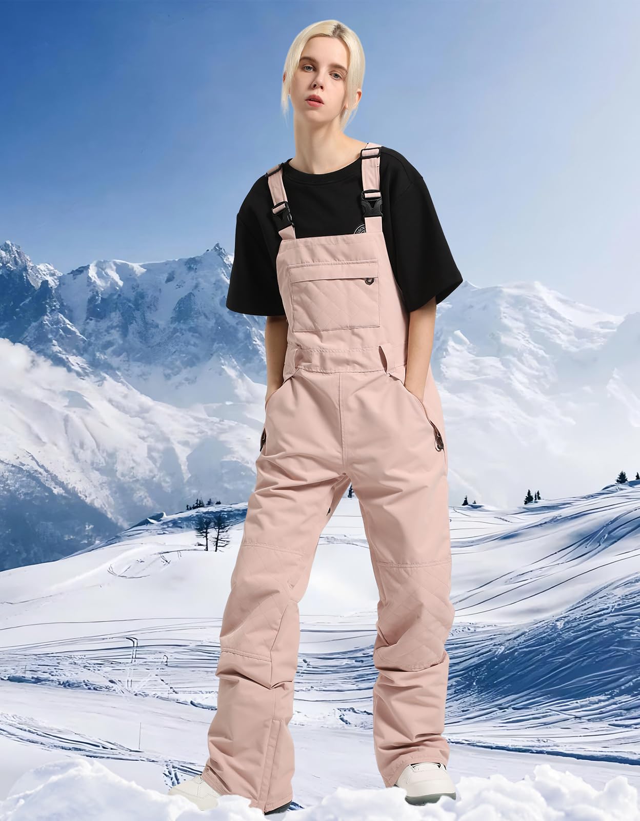 Women's Waterproof Insulated Ski Bib Overalls - Soft Ripstop Snow Pants for Skiing & Snowboarding - Perfect for Winter Sports & Outdoor Adventures